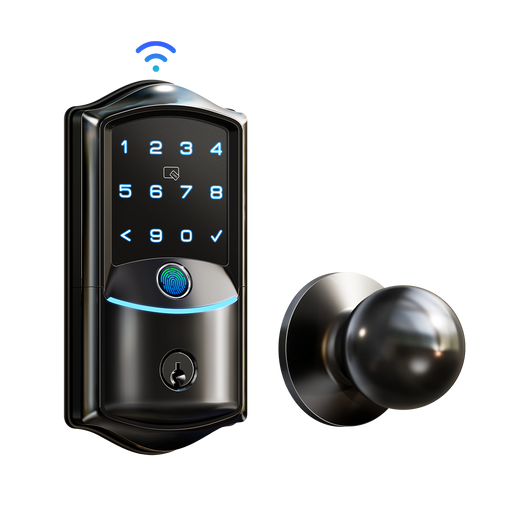 VE027-K WiFi Smart Deadbolt Locks with 2 Knobs Set #Color_Matte Black