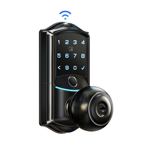 Veise VE028 Built-in Wi-Fi Smart Lock with Knob #Color_Matte Black