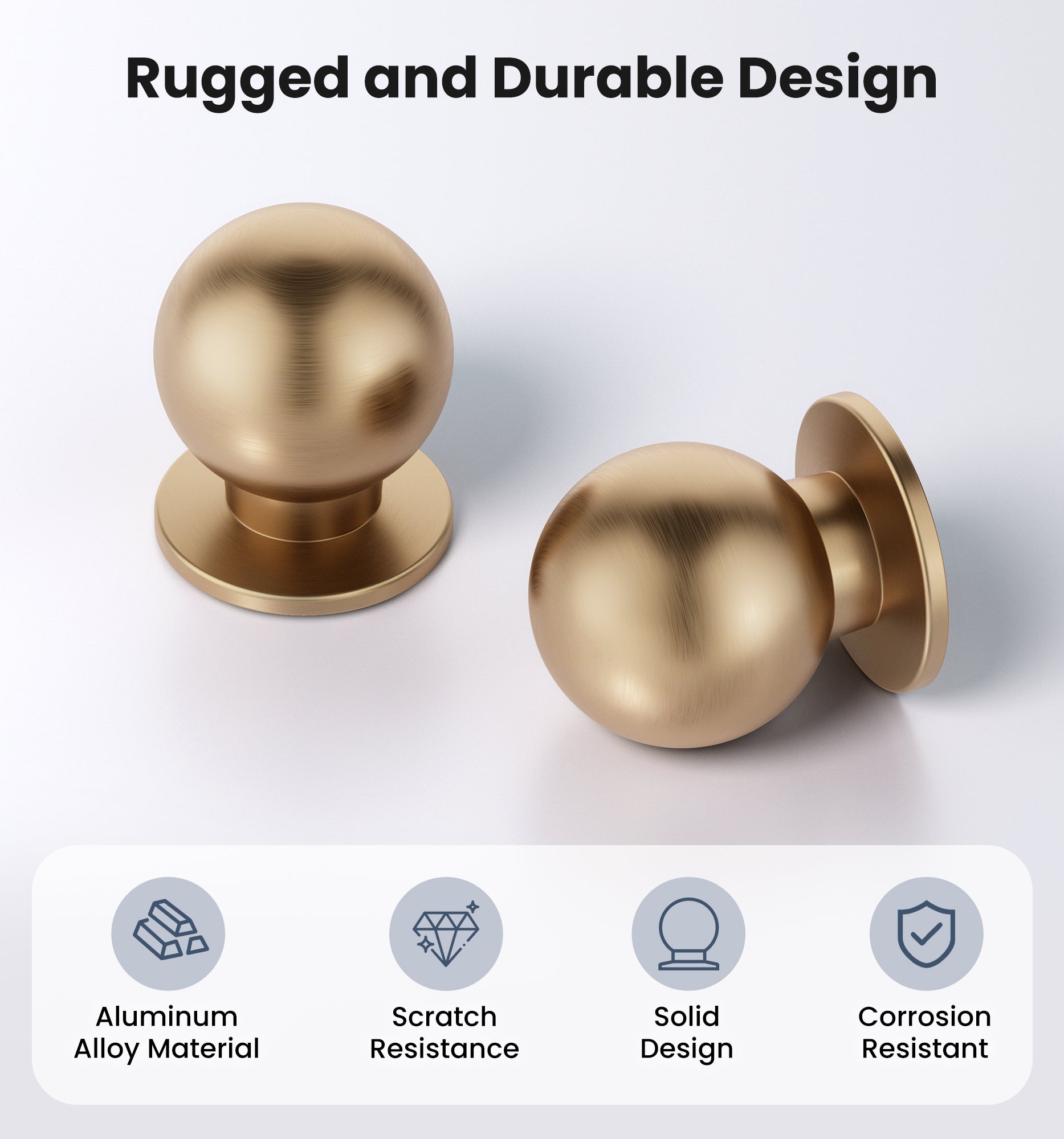 Veise NK-AL02 1-1/16 Inch Round Ball Cabinet Knobs, Solid Aluminum Alloy, Champagne Bronze