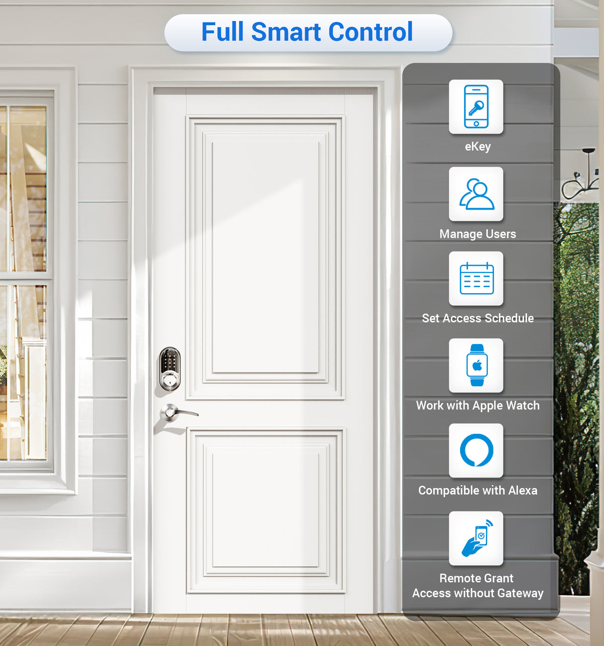 Veise RZ07B Fingerprint Smart Lock with Levers #Color_Satin Nickel