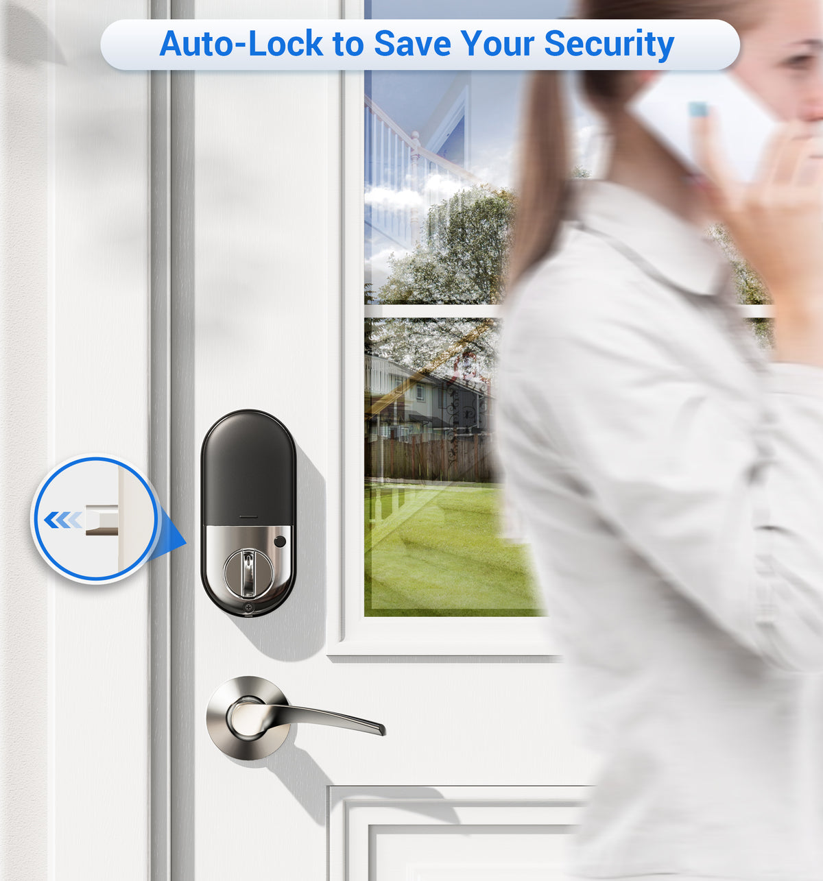 Veise RZ07B Fingerprint Smart Lock with Levers #Color_Satin Nickel