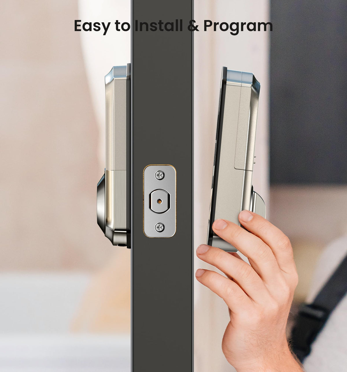Veise VE017 Fingerprint Smart Door Lock with App Control #Color_Satin Nickel