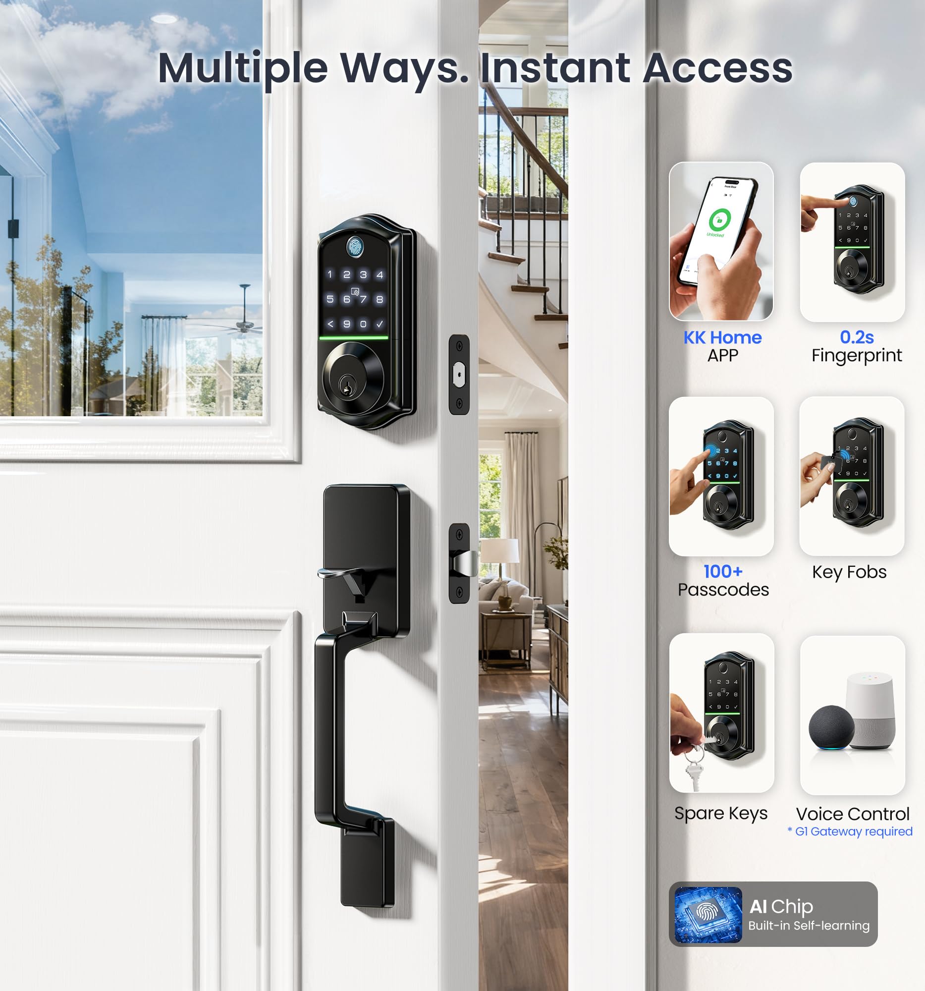 Veise VE017-D Fingerprint Smart Front Door Lock Set