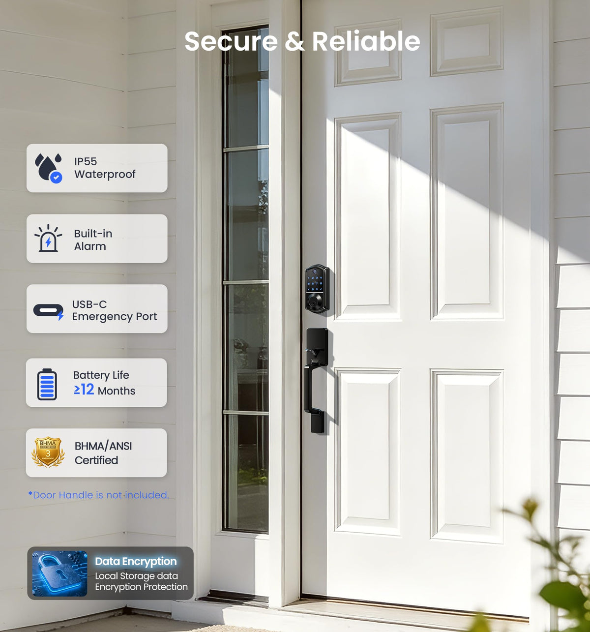 Veise VE017 Fingerprint Smart Door Lock with App Control #Color_Matte Black
