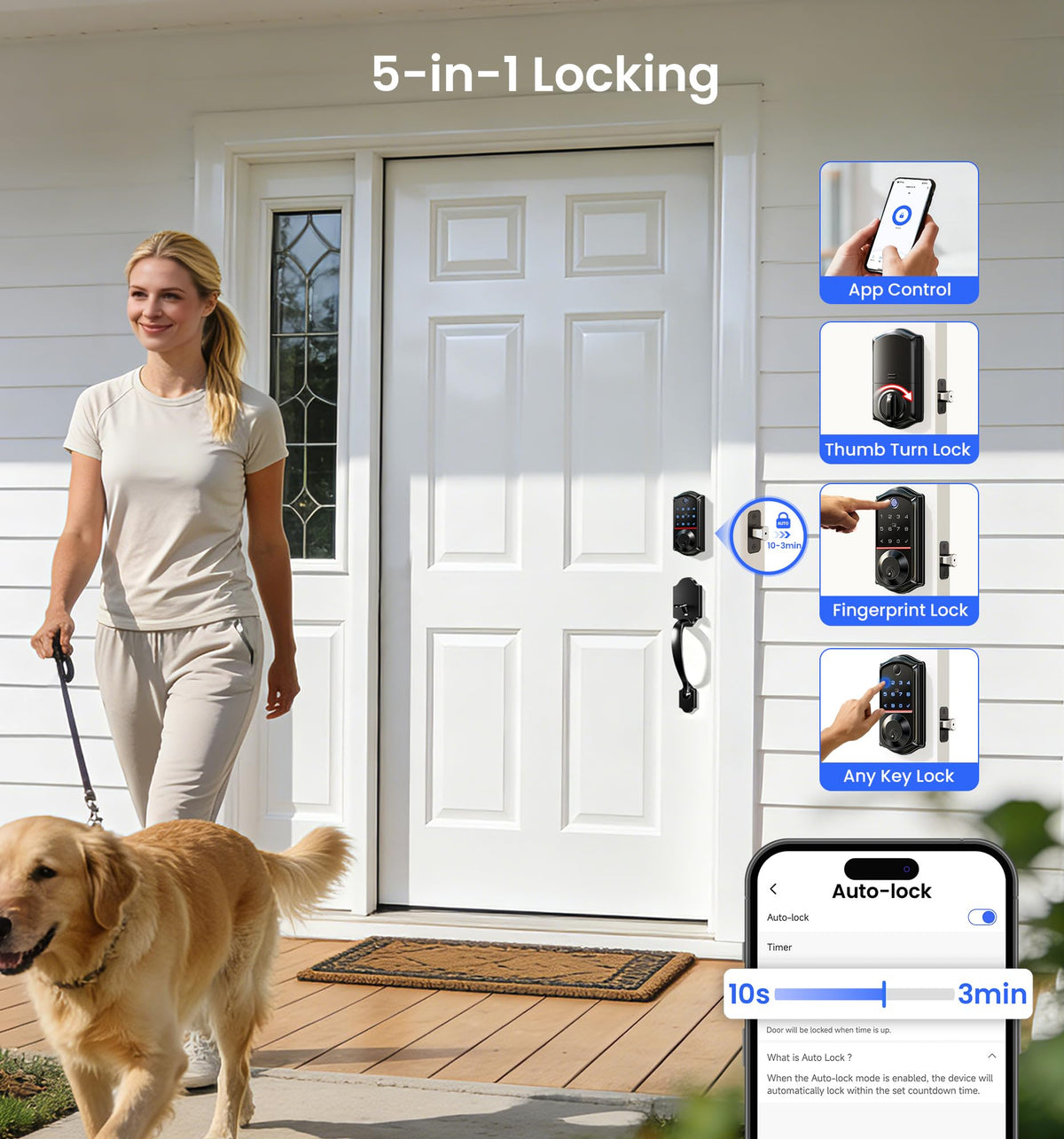 Veise VE017 Fingerprint Smart Door Lock with App Control #Color_Matte Black