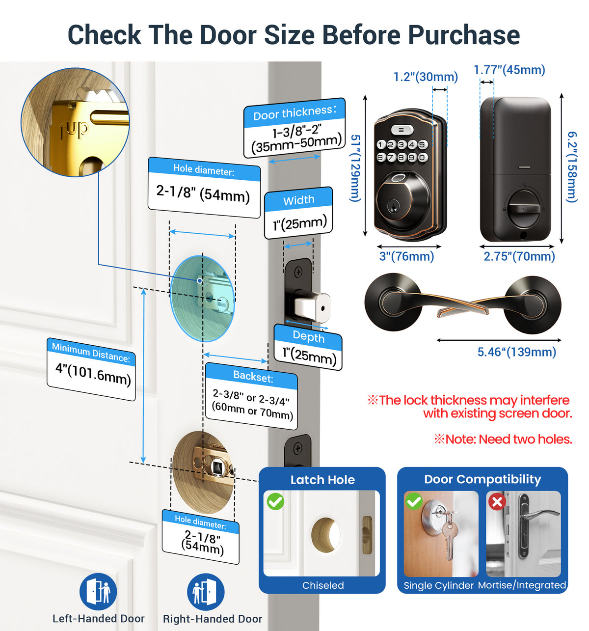 Veise KS02B Fingerprint Deadbolt Lock with Levers #Color_Oil Rubbed Bronze