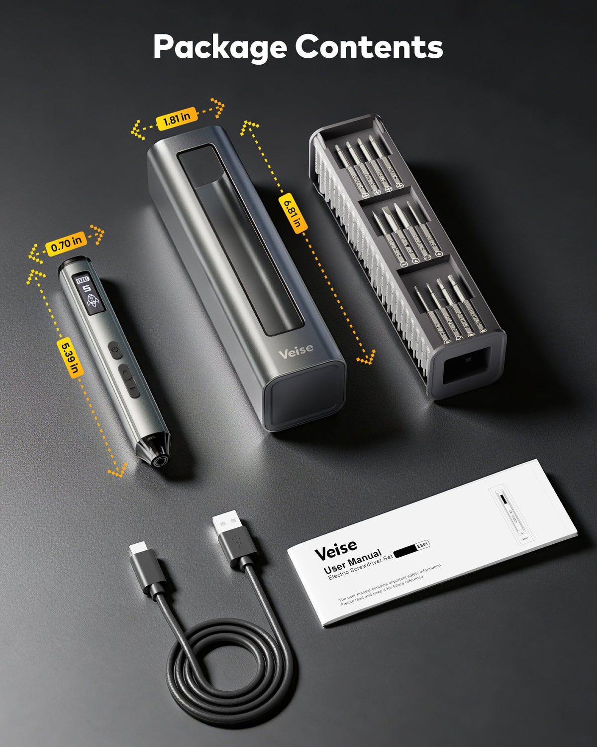 Veise ES01 61-in-1 Mini Electric Precision Screwdriver Set – 15
