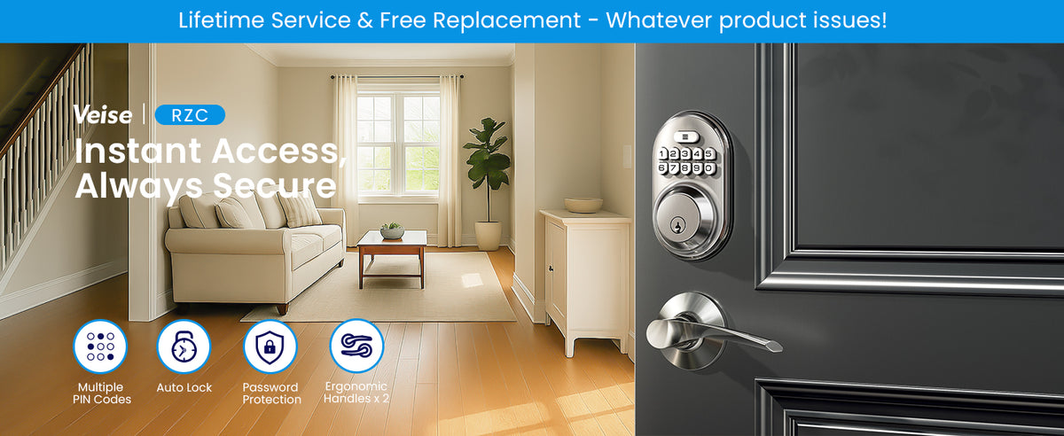 RZ-C Keyless Entry Door Lock with 2 Lever Handles