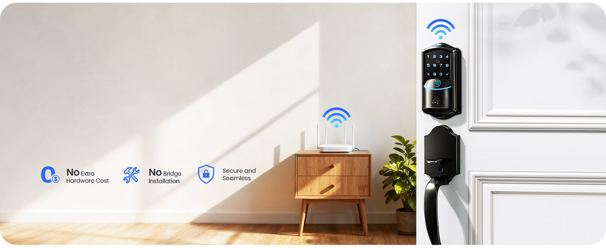 VE027-H Wi-Fi Fingerprint Smart Deadbolt Lock with Handleset