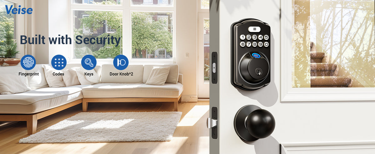 KS02C Fingerprint Deadbolt Lock with Knobs