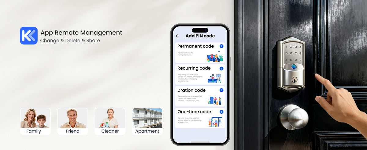 VE027-K WiFi Smart Deadbolt Locks with 2 Knobs Set