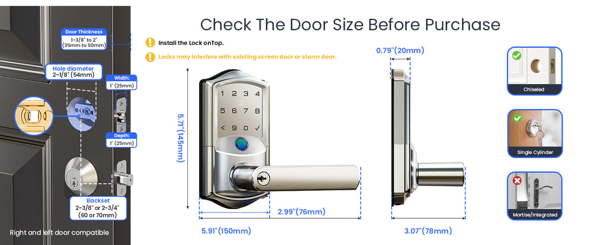 VE029 Wi-Fi Smart Lever Lock with Digital Keypad