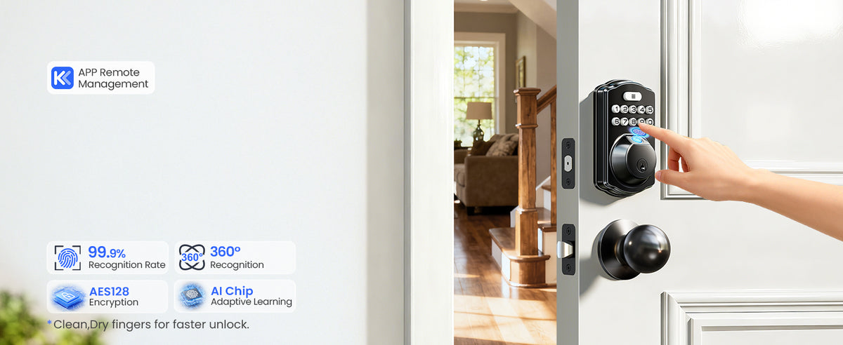 VE012W-K Built-in WiFi Fingerprint Smart Lock with 2 Knobs