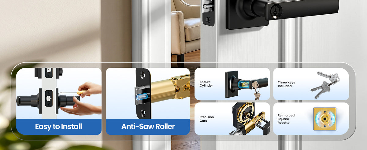ZLY01 Square Front Door Handle Set with Deadbolt