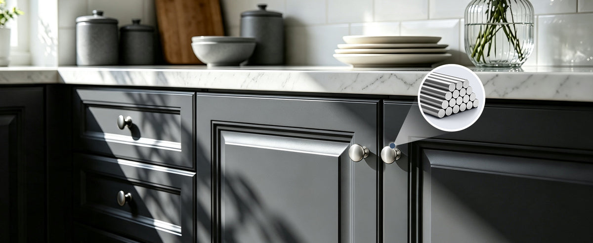NK-1.25INA Cabinet Knobs, 1-3/16 Single Hole Kitchen Cabinet Handles