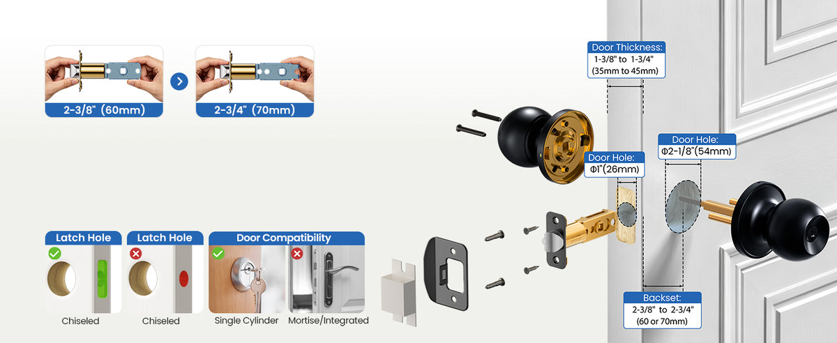 K01 Keyed Entry Door Knob with Lock & Key