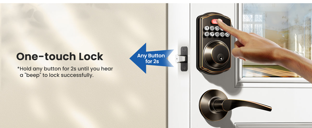 KS01B Keyless Entry Door Lock with 2 Lever Handles