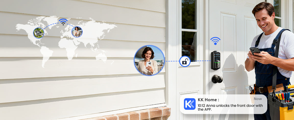 VE027-K WiFi Smart Deadbolt Locks with 2 Knobs Set
