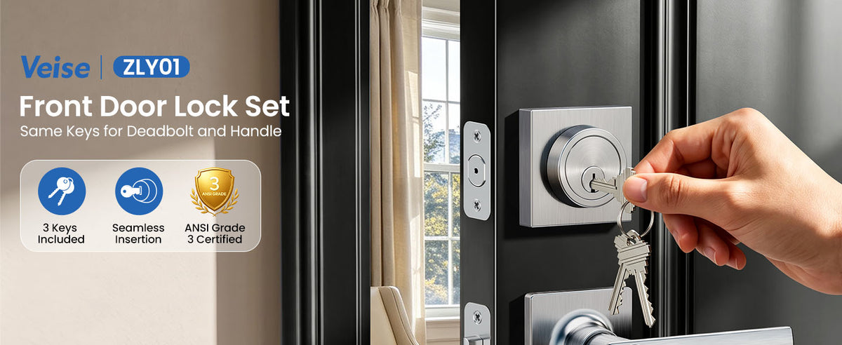 ZLY01 Square Front Door Handle Set with Deadbolt