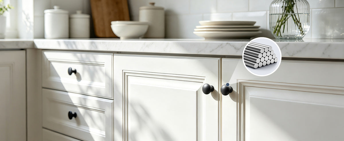 NK-1.25INA Cabinet Knobs, 1-3/16 Single Hole Kitchen Cabinet Handles