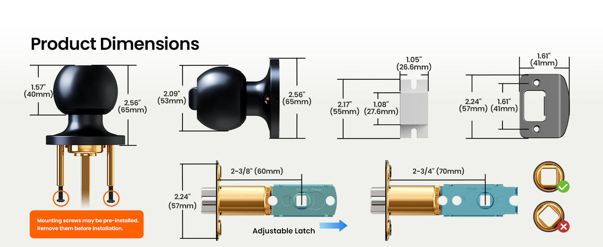 K01 Keyed Entry Door Knob with Lock & Key