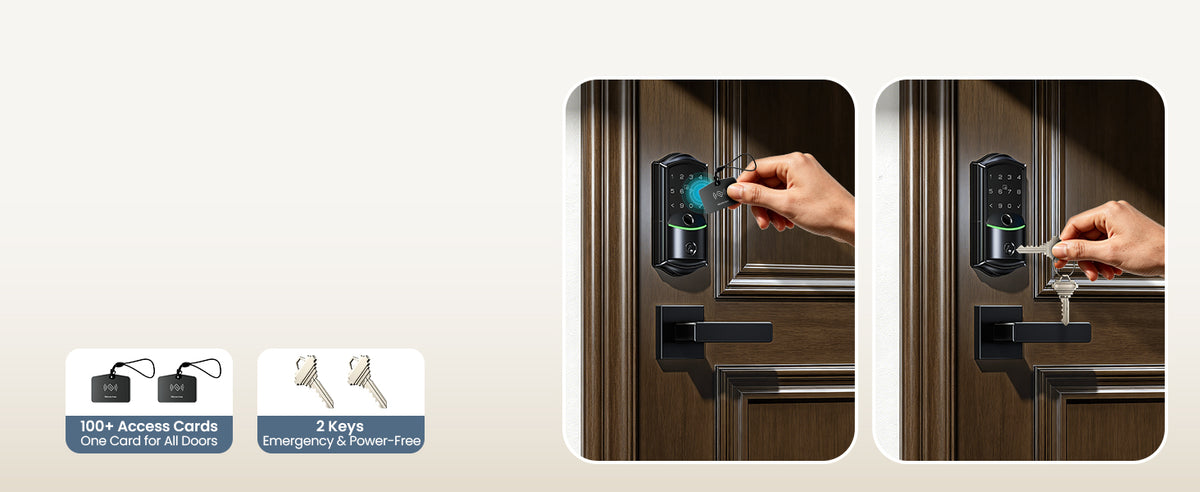 VE027-L Built-in WiFi Smart Lock with Handles Fingerprint keyless Entry