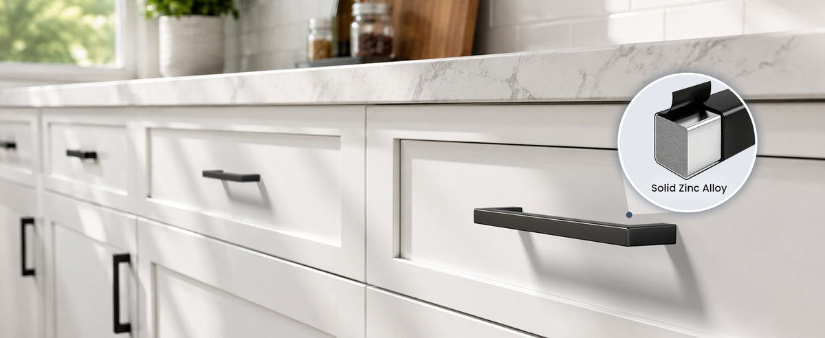 DHZN 5Inch  Kitchen Square Cabinet Handles Matte Black Pulls