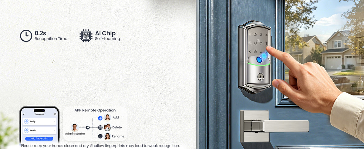 VE027-L Built-in WiFi Smart Lock with Handles Fingerprint keyless Entry