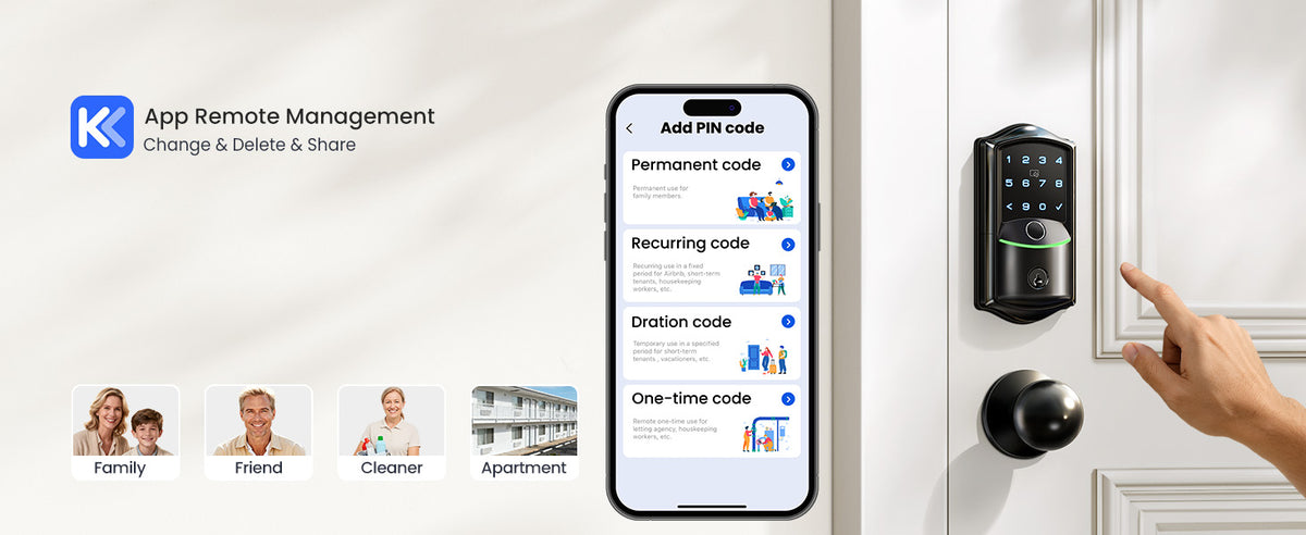 VE027-K WiFi Smart Deadbolt Locks with 2 Knobs Set