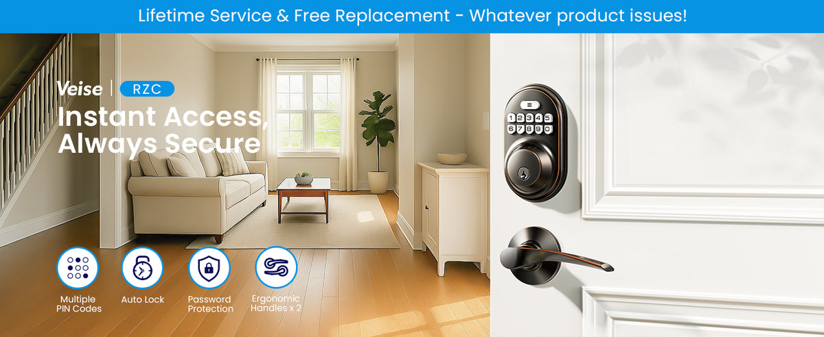 RZ-C Keyless Entry Door Lock with 2 Lever Handles
