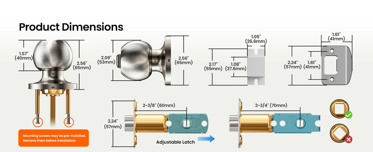 K01 Keyed Entry Door Knob with Lock & Key