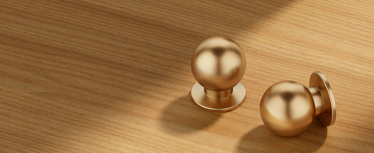 NK-AL02 1-1/16 Inch Round Ball Cabinet Knobs, Solid Aluminum Alloy, Champagne Bronze