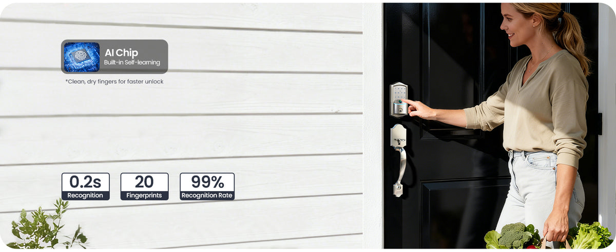 VE027-H Wi-Fi Fingerprint Smart Deadbolt Lock with Handleset
