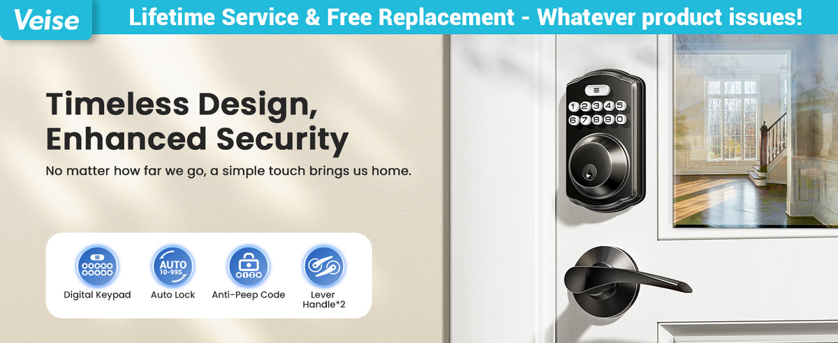 KS01B Keyless Entry Door Lock with 2 Lever Handles