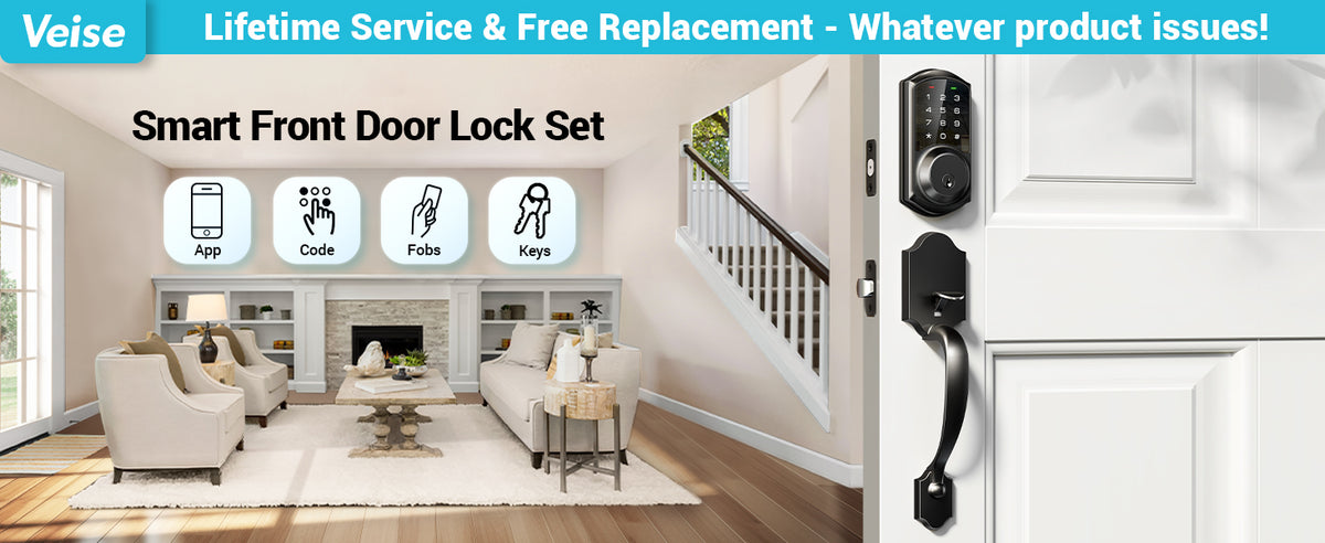 VE06-H Smart Front Door Lock Handle Set, App Control
