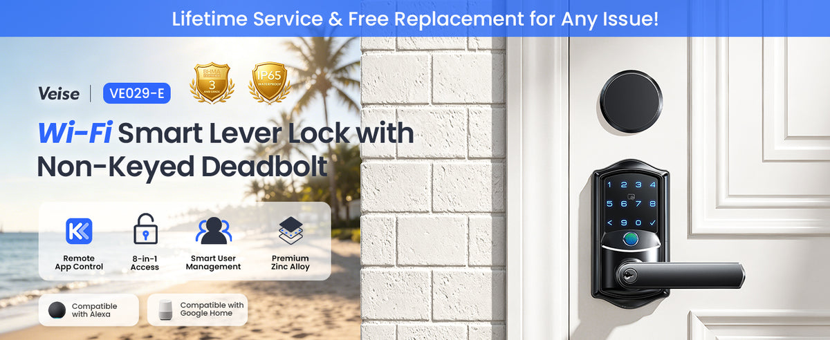 VE029-E WiFi Smart Lever Lock with Non-Keyed Deadbolt