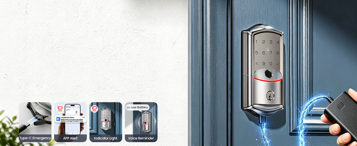 VE027-L Built-in WiFi Smart Lock with Handles Fingerprint keyless Entry