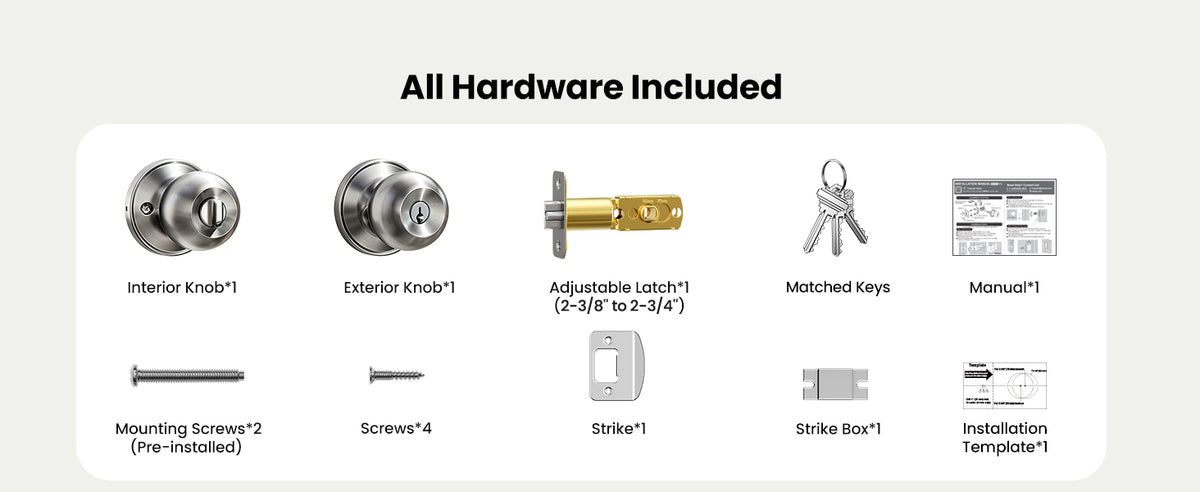 K01 Keyed Entry Door Knob with Lock & Key