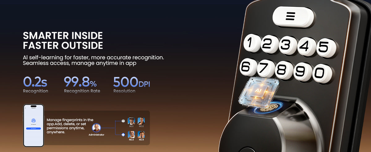 VE012W-H Wi-Fi Fingerprint Smart Door Lock with Handleset