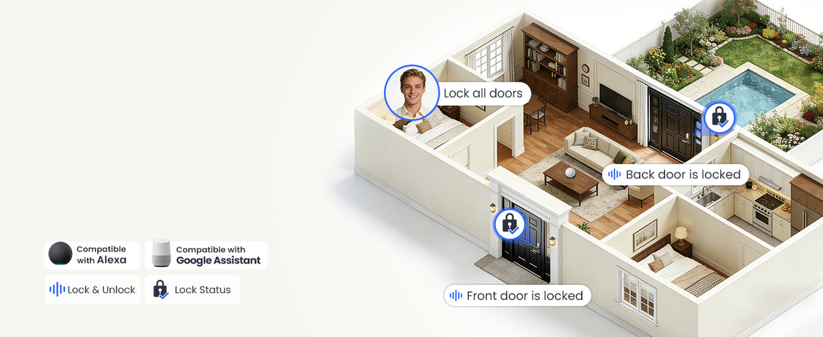 VE012W-L Built-in Wi-Fi Fingerprint Smart Lock with Lever Handle Set