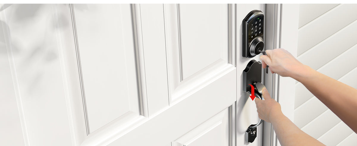 VE06-H Smart Front Door Lock Handle Set, App Control