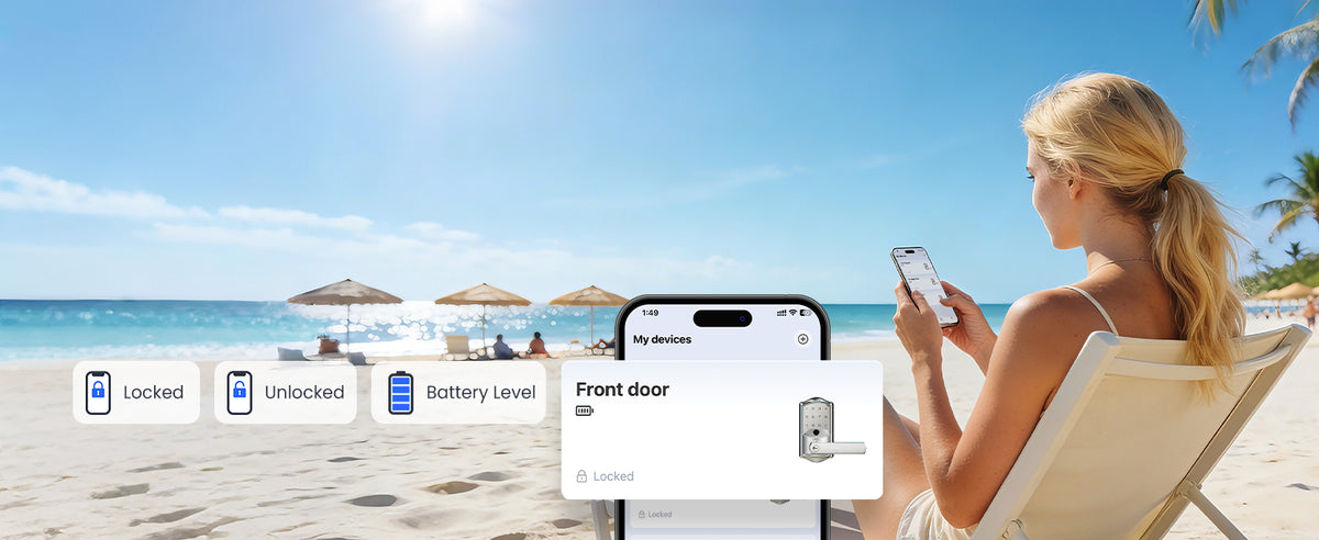 VE029-E WiFi Smart Lever Lock with Non-Keyed Deadbolt