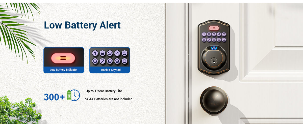 KS02C Fingerprint Deadbolt Lock with Knobs