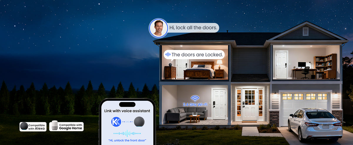 VE012W-K Built-in WiFi Fingerprint Smart Lock with 2 Knobs