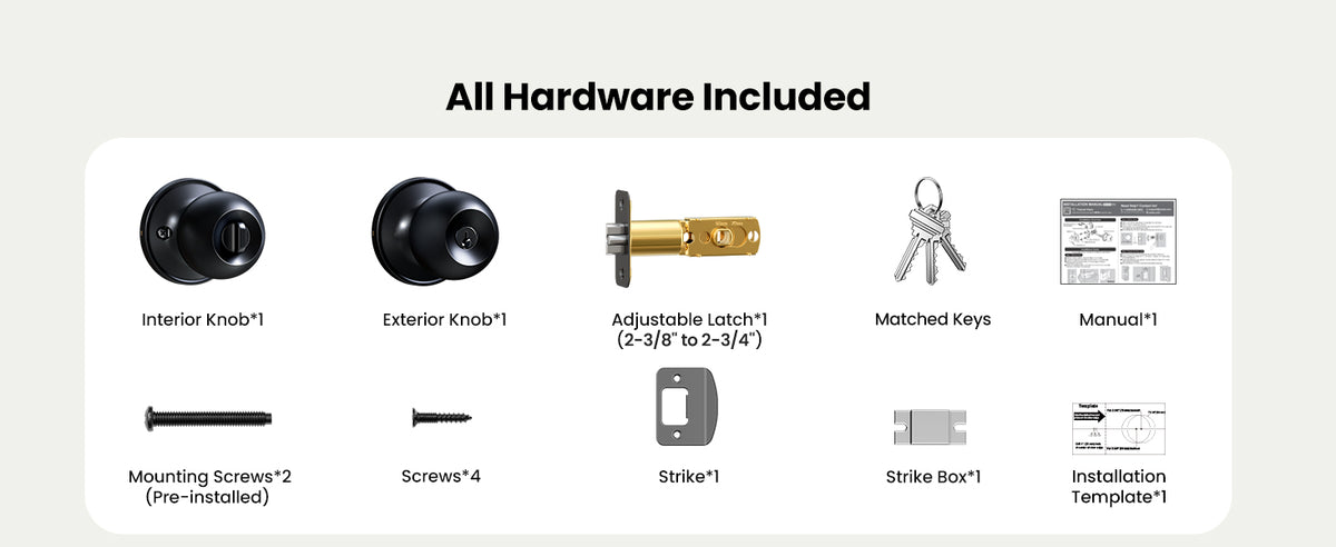 K01 Keyed Entry Door Knob with Lock & Key