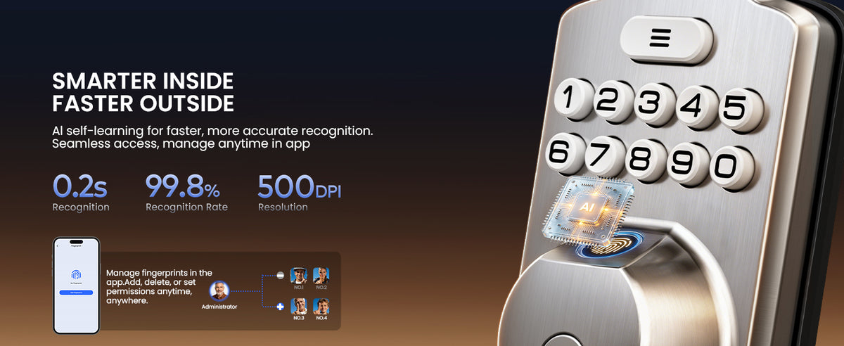 VE012W-H Wi-Fi Fingerprint Smart Door Lock with Handleset