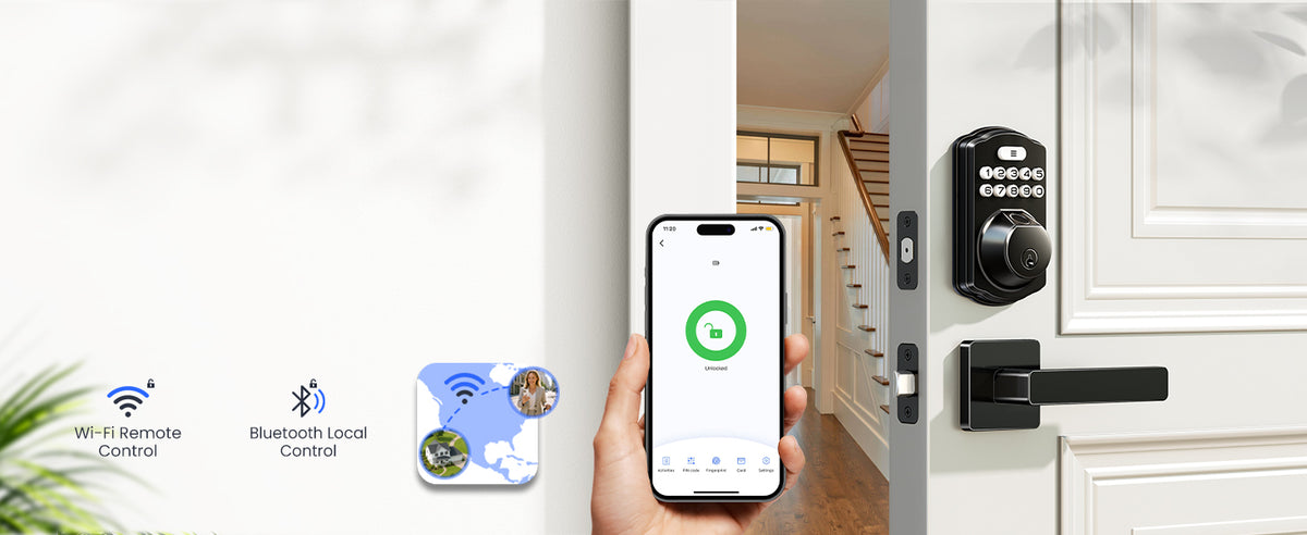 VE012W-L Built-in Wi-Fi Fingerprint Smart Lock with Lever Handle Set