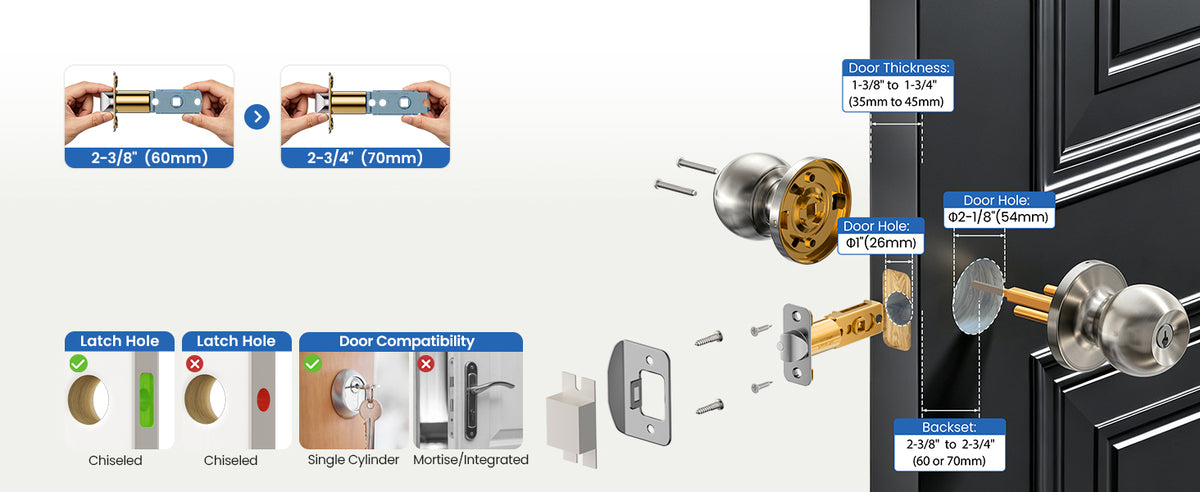 K01 Keyed Entry Door Knob with Lock & Key