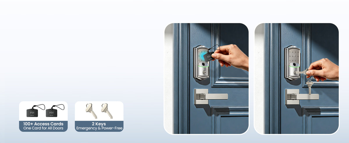 VE027-L Built-in WiFi Smart Lock with Handles Fingerprint keyless Entry