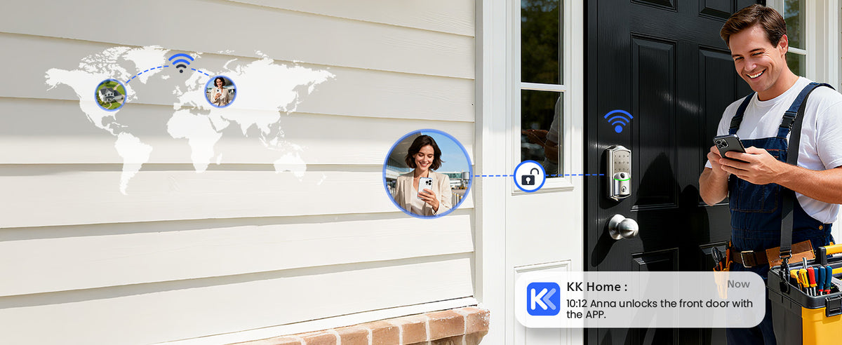 VE027-K WiFi Smart Deadbolt Locks with 2 Knobs Set